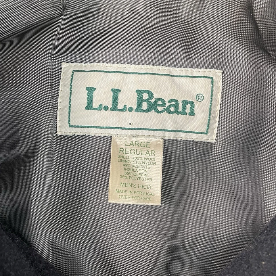 VTG LL Bean Bomber Jacket Men Large Navy 100% Wool Lined Full Zip Portugal Made - Image 2 of 4
