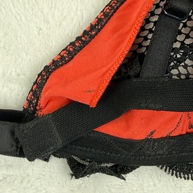 Marvel by La Perla Red Black Mesh Lace Triangle Bralette Bra 32 Italy