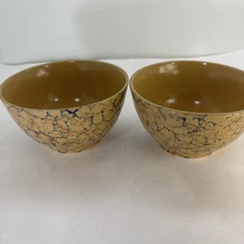 Vintage Over And Back Yellow Ware Sponge ware Two Cereal/soup Bowls