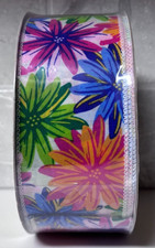 Members Mark Premium Ribbon 2.5" Wide 50 Yards Multicolor Flowers NIP Sealed