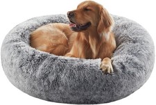 36 inches Donut Dog Bed for Large Dogs - 36.0"L x 36.0"W x 8.0"Th, Dark Grey