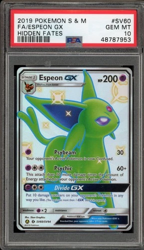 Pokemon Espeon GX Hidden Fates Full Art #SV60 PSA 10 Gem Mint