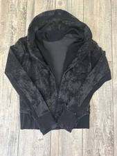 Lululemon To Class Black & Gray Tie-Dye Shawl Collar French Terry Jacket Sz 6