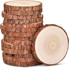 4.3-4.7 Inch Unfinished Natural with Tree Bark Wood Slices 15 PCS Natural round