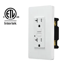 GFCI Outlet 20A with TEST/RESET WR TR LED Indicator ETL Listed White Wall Plate
