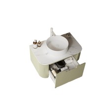 Modern 30'' Wall-Mounted Vanity with White Marble Basin, Soft-Close Drawer,