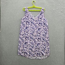 GAP Women Dress L Lavender Floral V-Neck Pullover Tank Shift Sleeveless