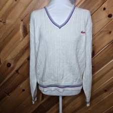Vintage Izod Lacoste Sweater Sz Med Womens Cable Knit Tennis Pullover 80s Preppy