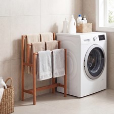 Free Standing Towel Rack, 3-Tier Solid Wood Blanket Rack, Floor Blanket Holder