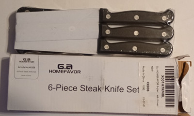 G.a HOMEFAVOR 6-piece Steak Knife Set Serrated Stainless Steel Sharp Blade