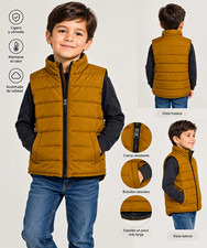 H M Kids Brown Quilted Puffer Vest Full Zip Pockets 10-12Y 100 Polyamide