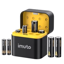 imuto Rechargeable 4 AAA and 4 AA Batteries Lithium with Charger,8 Pack 1.5 V...
