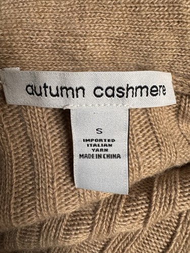 Autumn Cashmere Women’s Beige Cardigan Sweater Size S Open Front Cable Knit - Picture 4 of 5