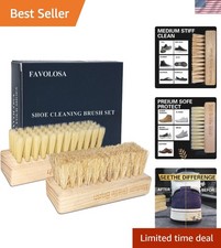 Portable Shoe Cleaning Brush Kit: Soft  Medium Bristles for All Materials