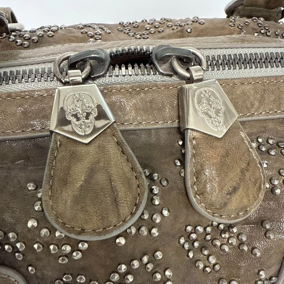 Thomas Wylde Studded Handbag Tote Travel Bag Leather Brown USED Good Condition - Image 2 of 4