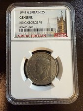 1947 Great Britain UK Two 2 Shillings George VI Rare Actual Coin NGC Genuine