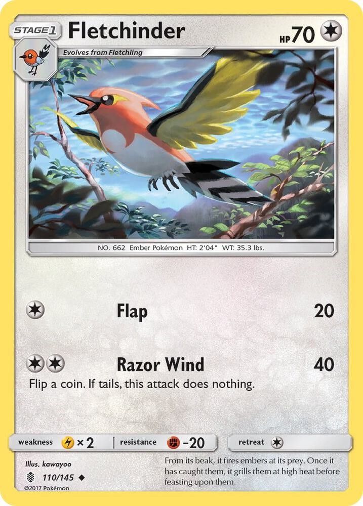 Fletchinder #110/145 Sm - Guardians Rising Uncommon Pokemon TCG LP