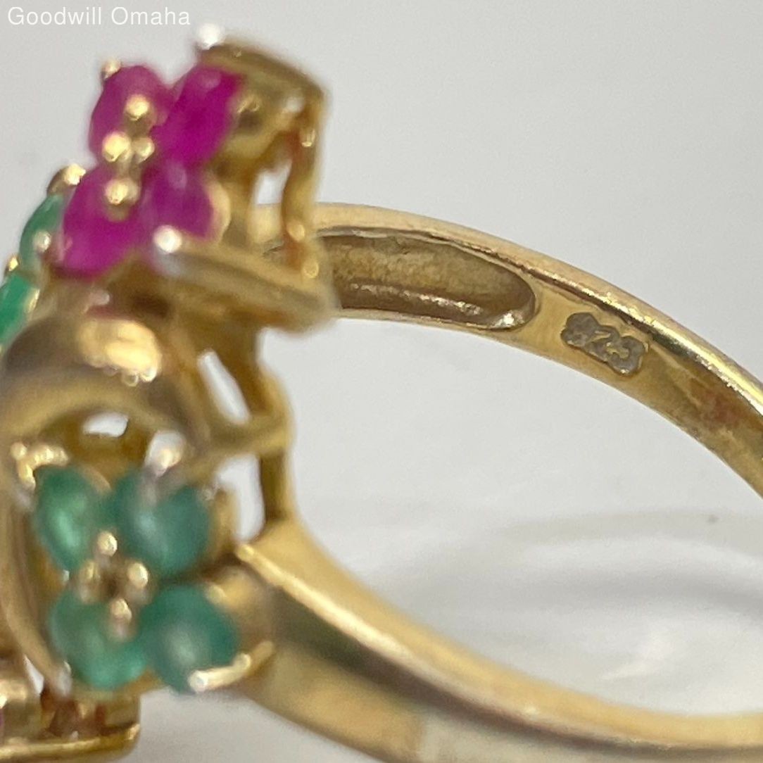 Gold Plated Sterling Silver Emerald/Ruby Gemstone… - image 5