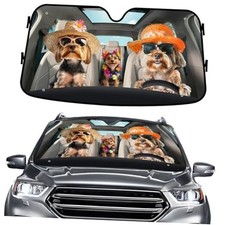 Yorkshire Terrier Family Windshield Sun Shade for Car SUV Truck 55x30