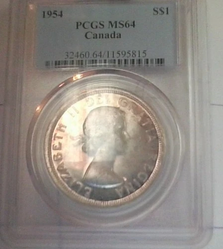 1954 QUEEN ELIZABETH silver dollar PCGS MS64 -815
