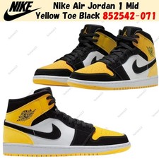 Nike Air Jordan 1 Mid Yellow Toe Black 852542-071 Men's Size