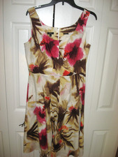 Womens NWOT Color Flowered TALBOTS Stretch Lined Sleeveless Dress 10
