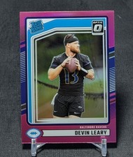 Devin Leary Pink Optic Prizm Holo Rated Rookie RC 2024 Donruss Card #329 Ravens. rookie card picture