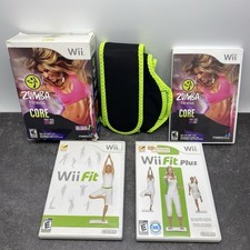 Nintendo Wii Balance Board  3 Games Fit Plus Zumba Fitness Core Bundle Working