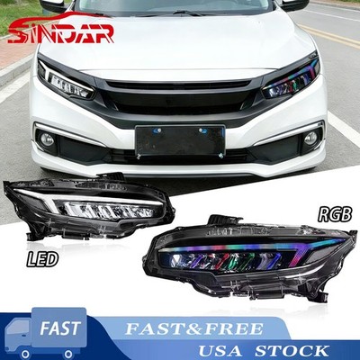 SINDAR LED Headlight For 2016-2021 10th Gen Honda Civic Sedan Front Lamp RGB/LED