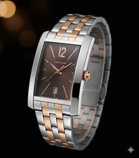 Pierre Cardin Herrenuhr 106551F09 - Silber/Roségold - Eckig - Lederarmband - NEU