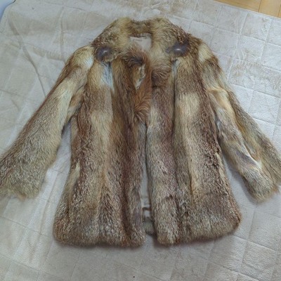 Fox Fur Coat Brown Genuine Fur M Good Condition