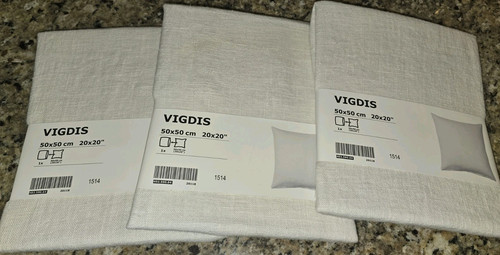 Menge (3) Ikea Vigdis NEU Ramie Kissenbezug 20x20" Elfenbein Weiß Vintage 2013 - Bild 1 von 4