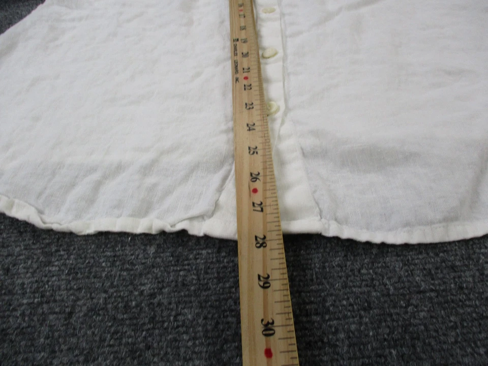 Camisa de lino para mujer M blanca lino negocios pulóver ligero transpirable clásico Foto 4 de 4