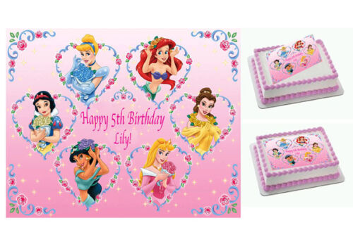 Disney Princess Personalised x1 Edible Cake Topper Icing Sheet A4 - Picture 1 of 3