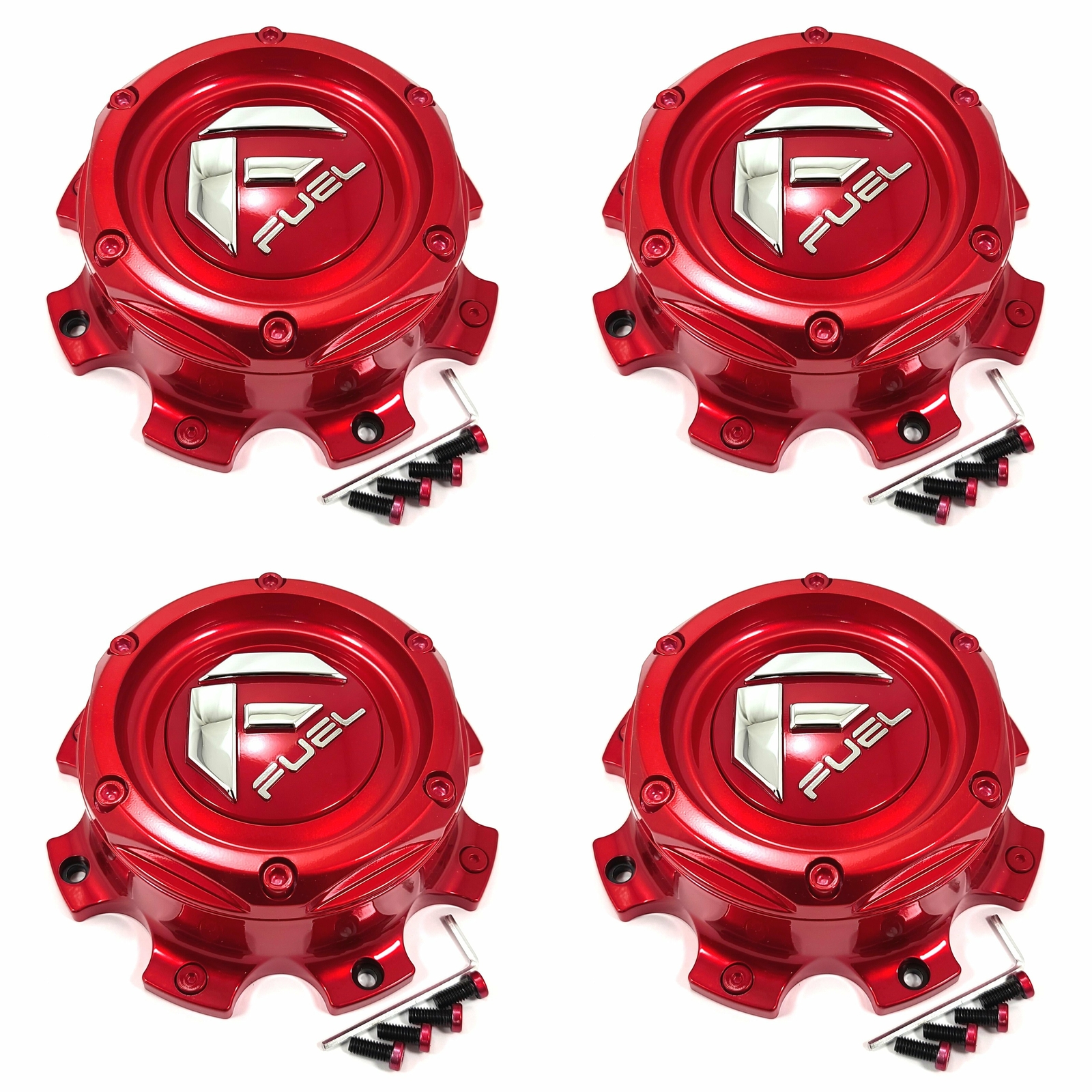 Buy 4 Fuel OffRoads Red Center Caps 8L D674 Blitz D675 Blitz D676