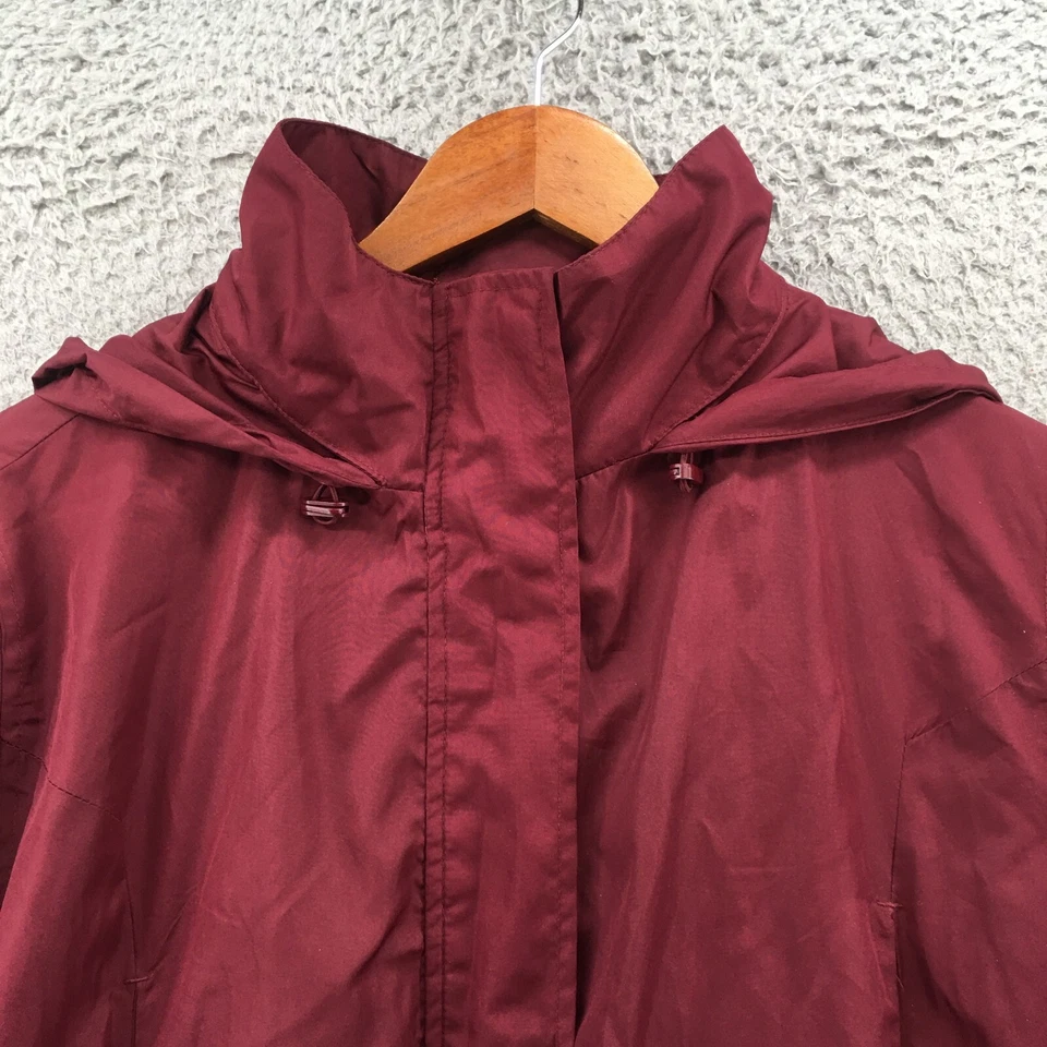 Ava & Viv 连帽风衣夹克女式 X Burgendy 防水模拟领 — 第 3/4 张图片