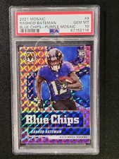 2021 Panini Mosaic Blue Chips- Purple Mosaic #9 Rashod Bateman RC #03/49 Ravens 