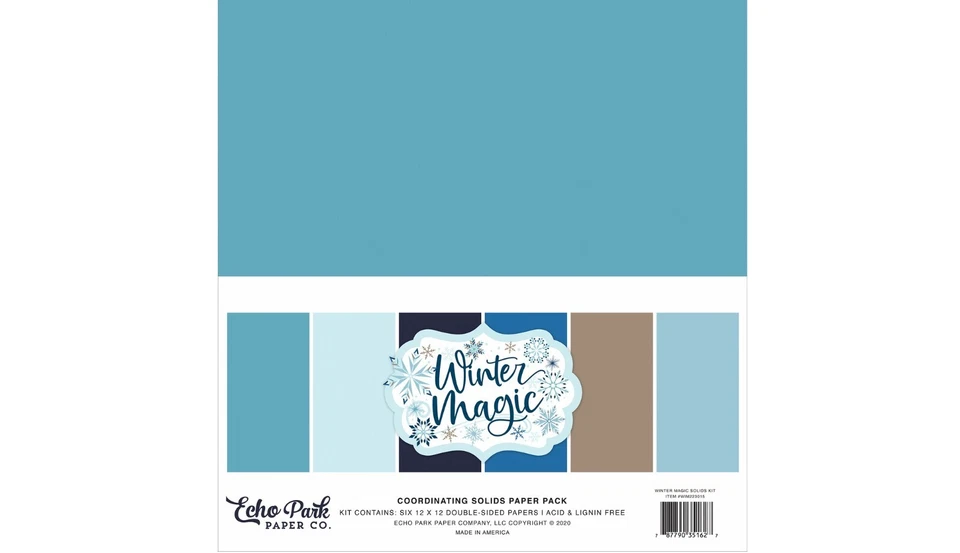 Echo Park Paper WINTER MAGIC 12x12 Solids Scrapbook Cardstock Pack