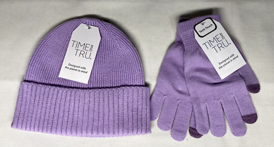 TIME AND TRU Women's Striped Beanie & Tipped Tech Glove, Set 2-Piese, NWT