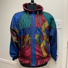 Vtg Clipper Bay Womens Large Excercise Workout Jacket 90s 80s Nylon Satin L