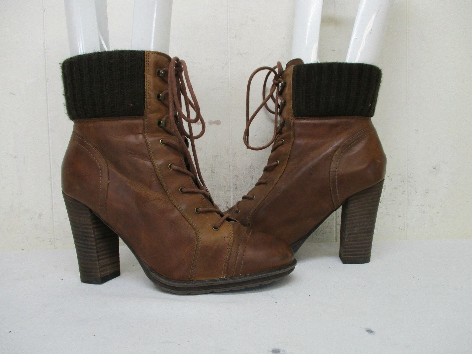 ALDO Brown Leather Lace Up High Heel 