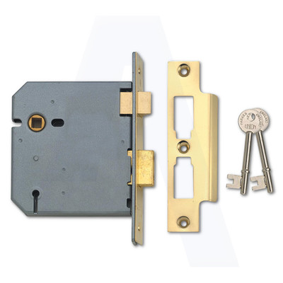 Union 2277 3 Hebel Einsteck Flügelschloss 64 mm/2,5'' poliert L Messing gleichschließend