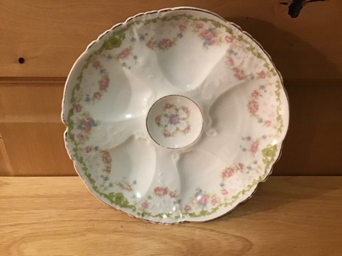 WOW! Austrian Antique Hand Painted Porcelain Roses Flowers OYSTER PLATE Vintage - Picture 9 of 19