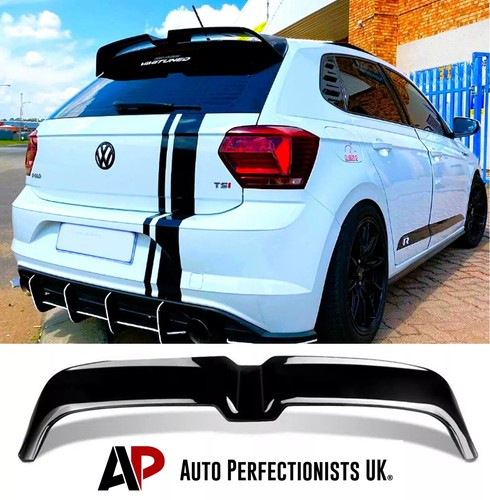VW Polo MK6 AW GTI R Oettinger Style Rear Gloss Black Roof Spoiler Boot Wing Kit - Picture 2 of 10