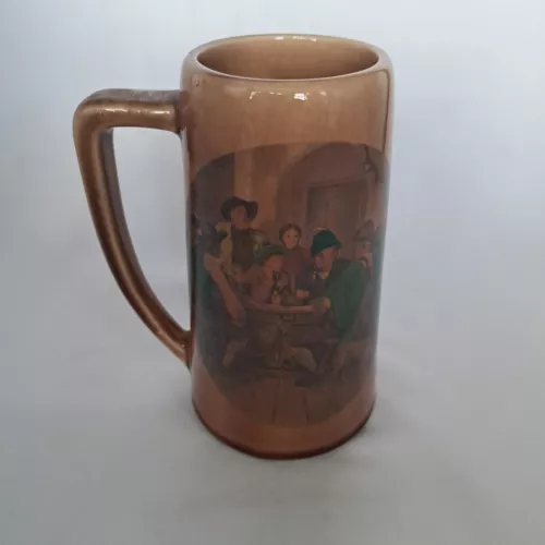 Vintage McCoy USA Style Pottery Brown Tavern Scene Beer Stein Mug
