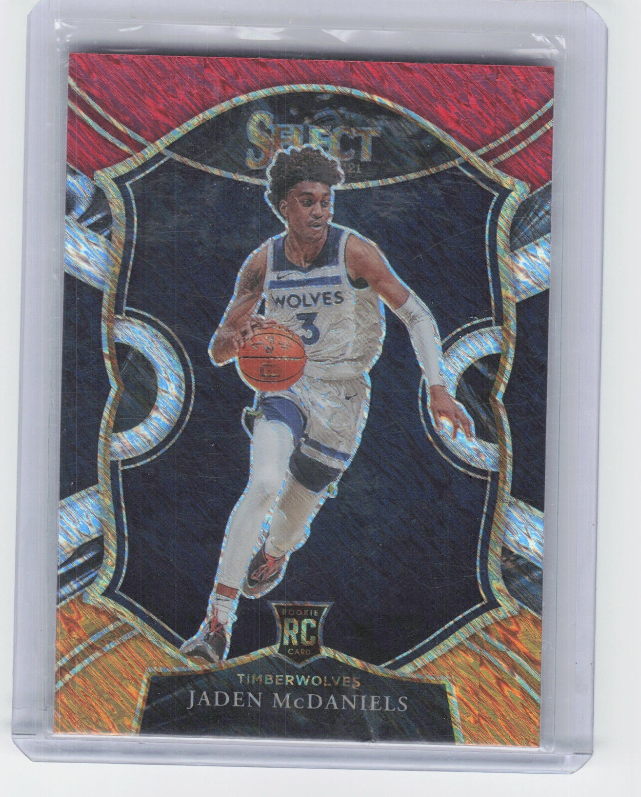 2020-21 Panini Select Jaden Mcdaniels #88 Rookie Orange White Red Shimmer Prizm