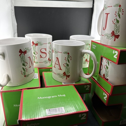 initial monogram coffee mug. Set Of 8