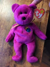 Millennium Ty Beanie Babies Millennium Bear - Purple Errors. Great Condition 