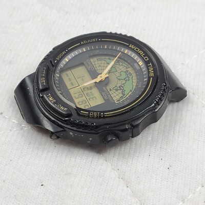 RARE VINTAGE CASIO WORLD TIME GMT AW-21U QUARTZ ANA-DIGI MEN'S