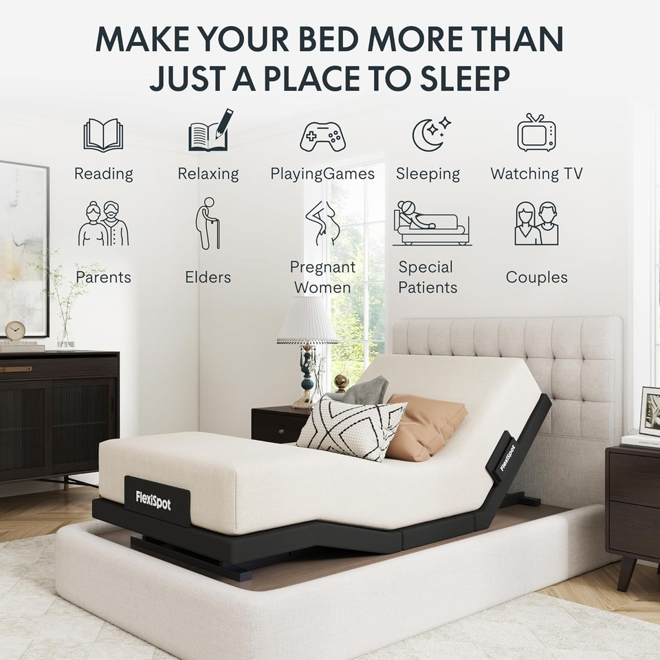 Adjustable Bed Frame Base Twin XL, Massage, Zero Clearance, Quick